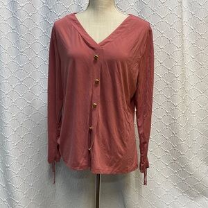 A Love Stort size XL Chic Mauve Faux Button-Down Shirt convertible sleeve dressy